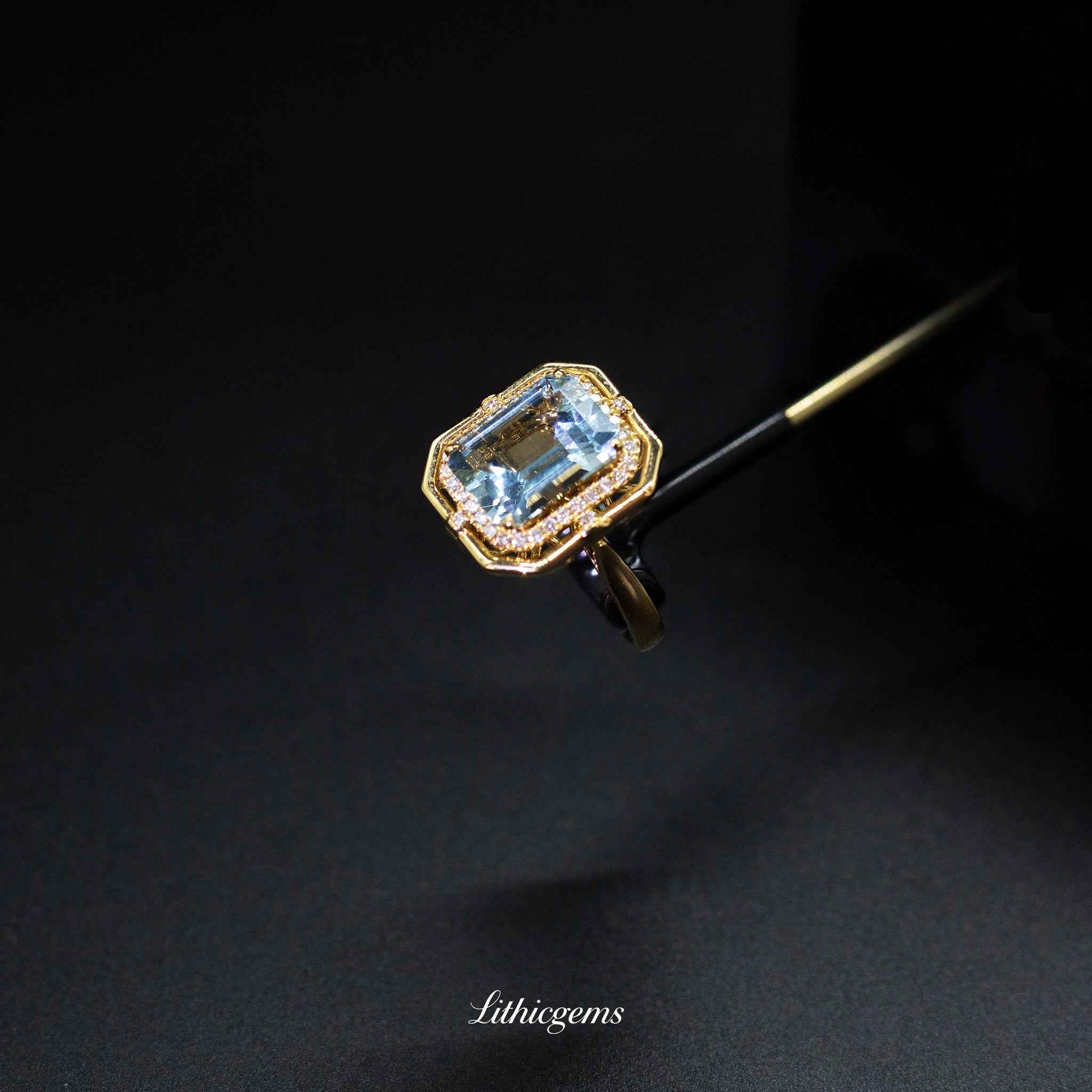 Custom 18K Gold 2-in-1 Convertible Aquamarine & Diamond Ring | AIGS/GUILD Certified - Lithicgems