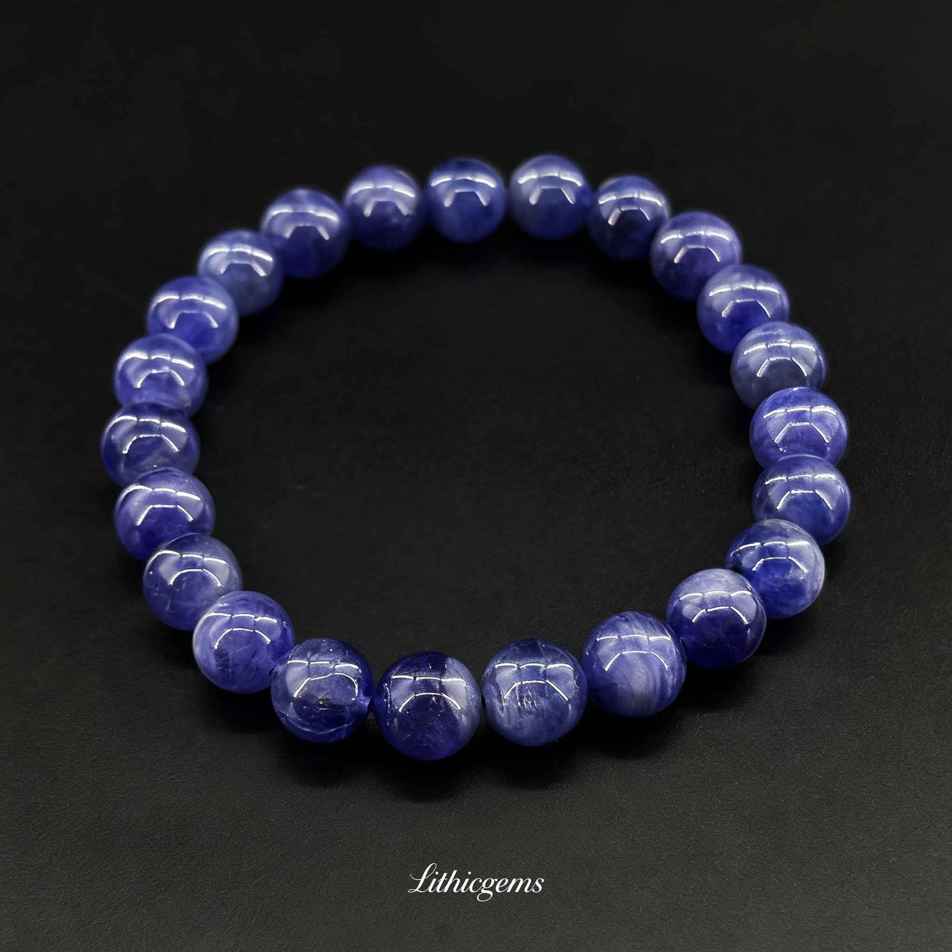Custom Tanzanite Bead Bracelet - Rare Violet-Blue Stone for Spiritual Awakening & Intuition