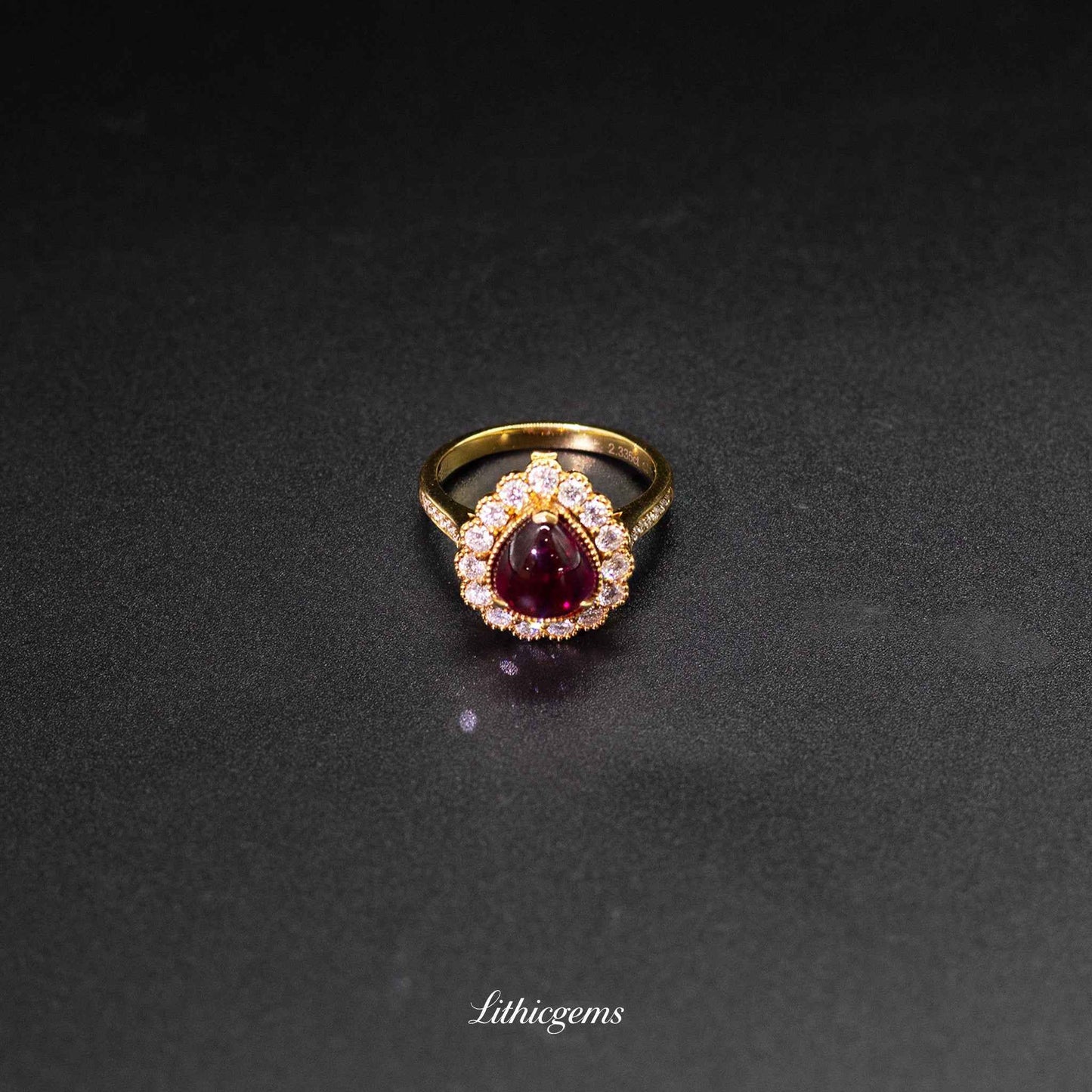 Custom 18K Gold Rubellite Diamond Ring | AIGS/GUILD Certified | Handmade Elegance