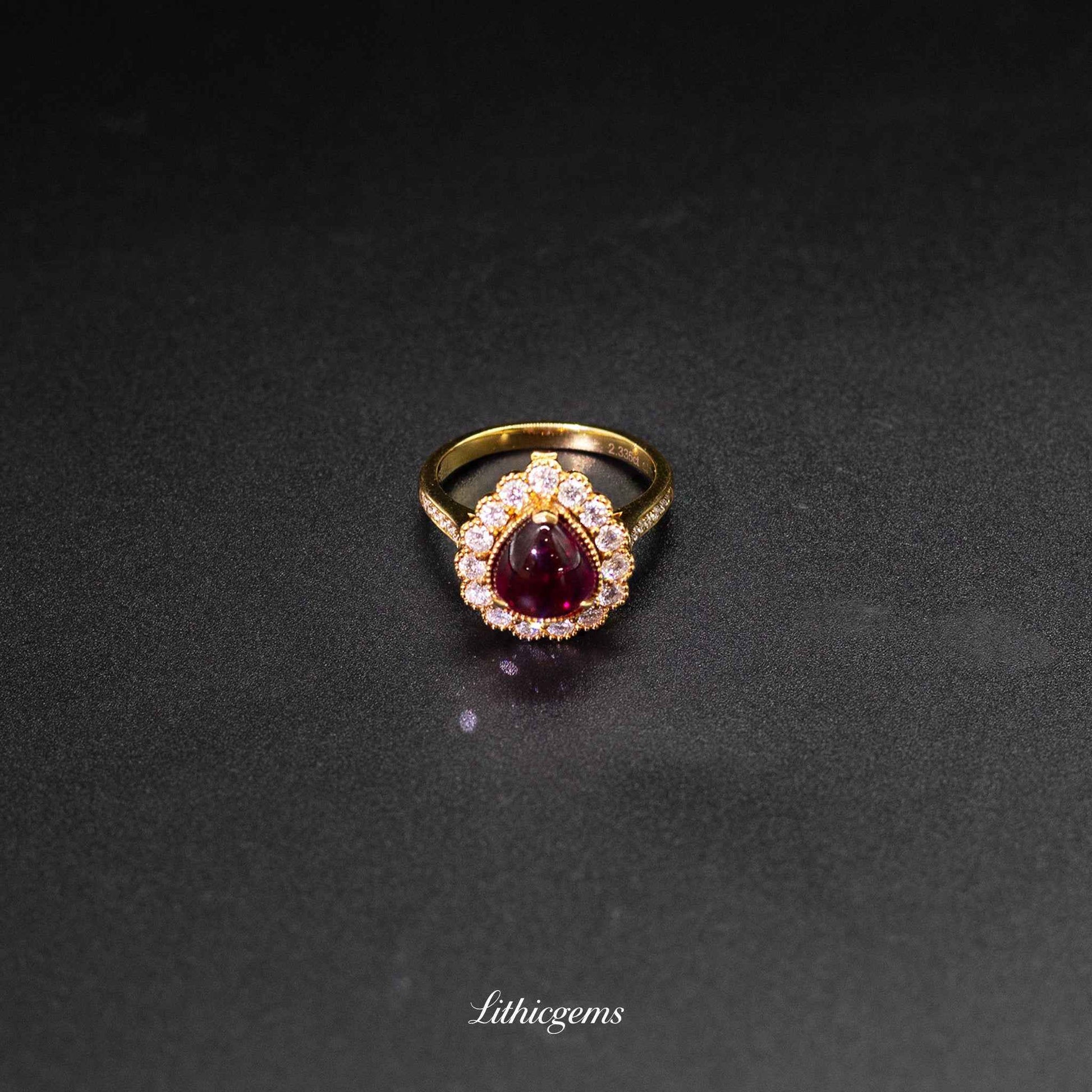 Custom 18K Gold Rubellite Diamond Ring | AIGS/GUILD Certified | Handmade Elegance