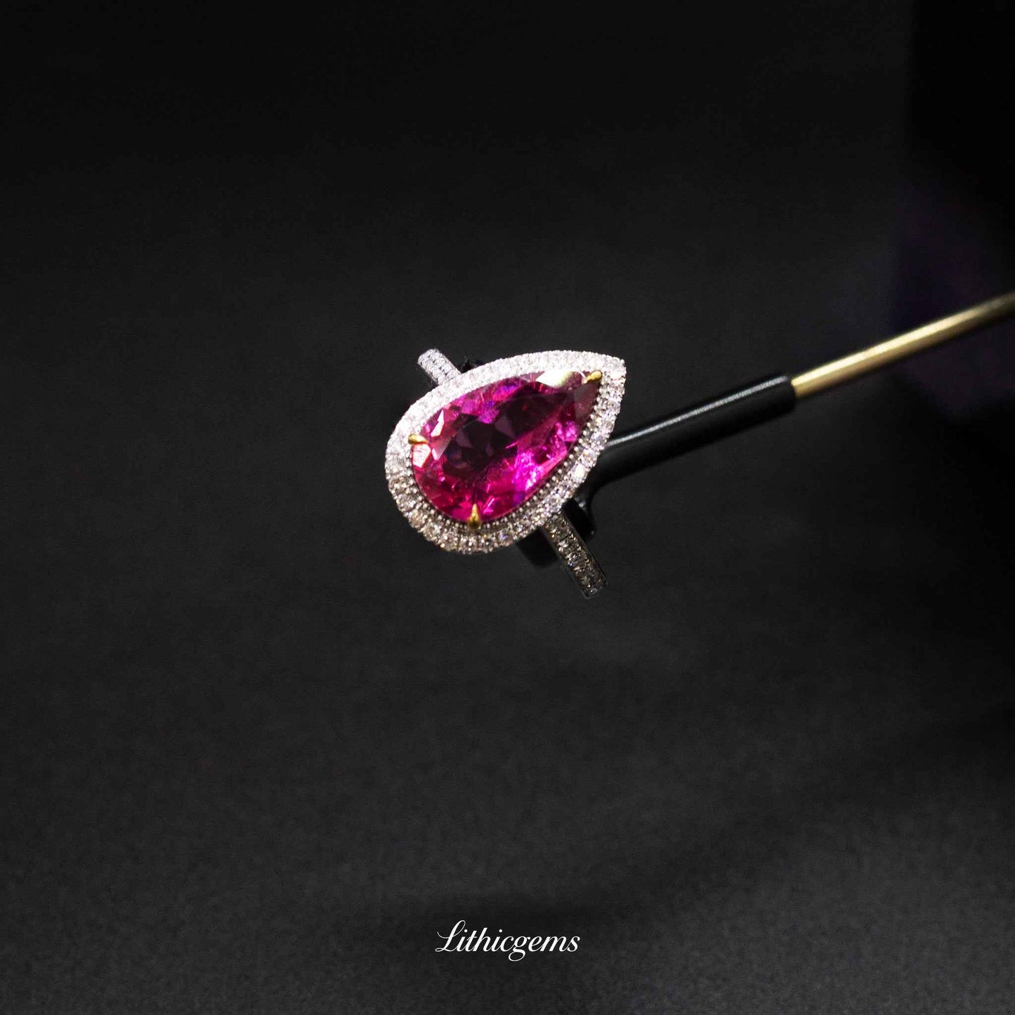 Custom 18K Gold Rubellite and Diamond Ring | AIGS/GUILD Certified | Handmade Fine Jewelry - Lithicgems