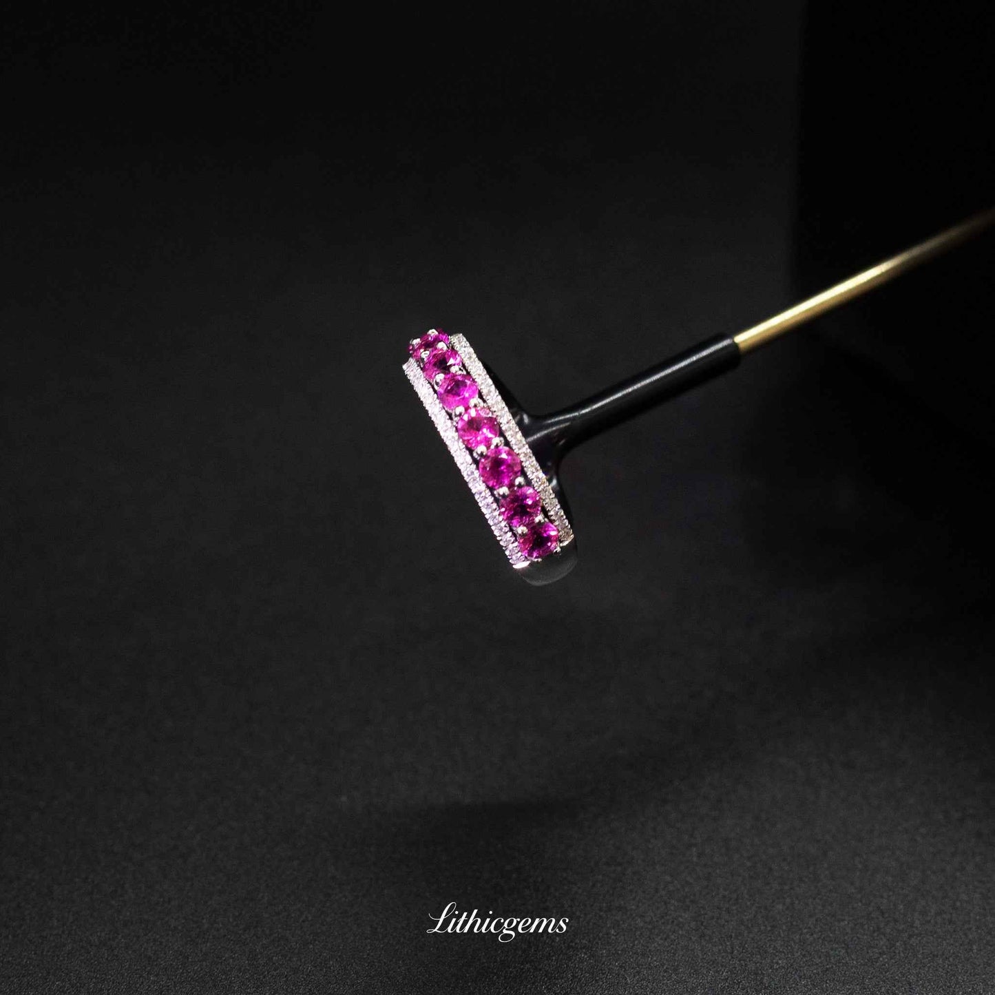 Custom 18K Gold Rubellite Diamond Eternity Band | AIGS/GUILD Certified | Stackable Ring - Lithicgems