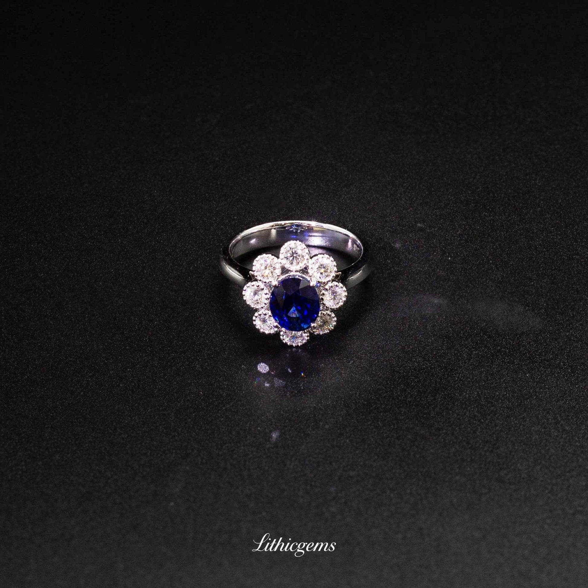 Custom 18K Gold Royal Blue Sapphire Diamond Ring | AIGS/GUILD Certified | Luxury Engagement Ring