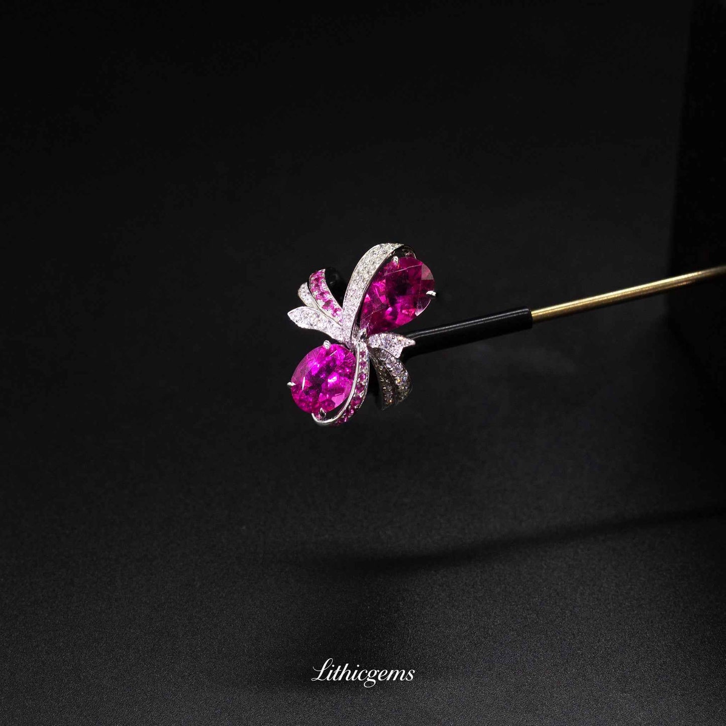 Custom 18K Gold Two-Stone Rubellite Diamond Ring | Toi et Moi Design | AIGS/GUILD Certified