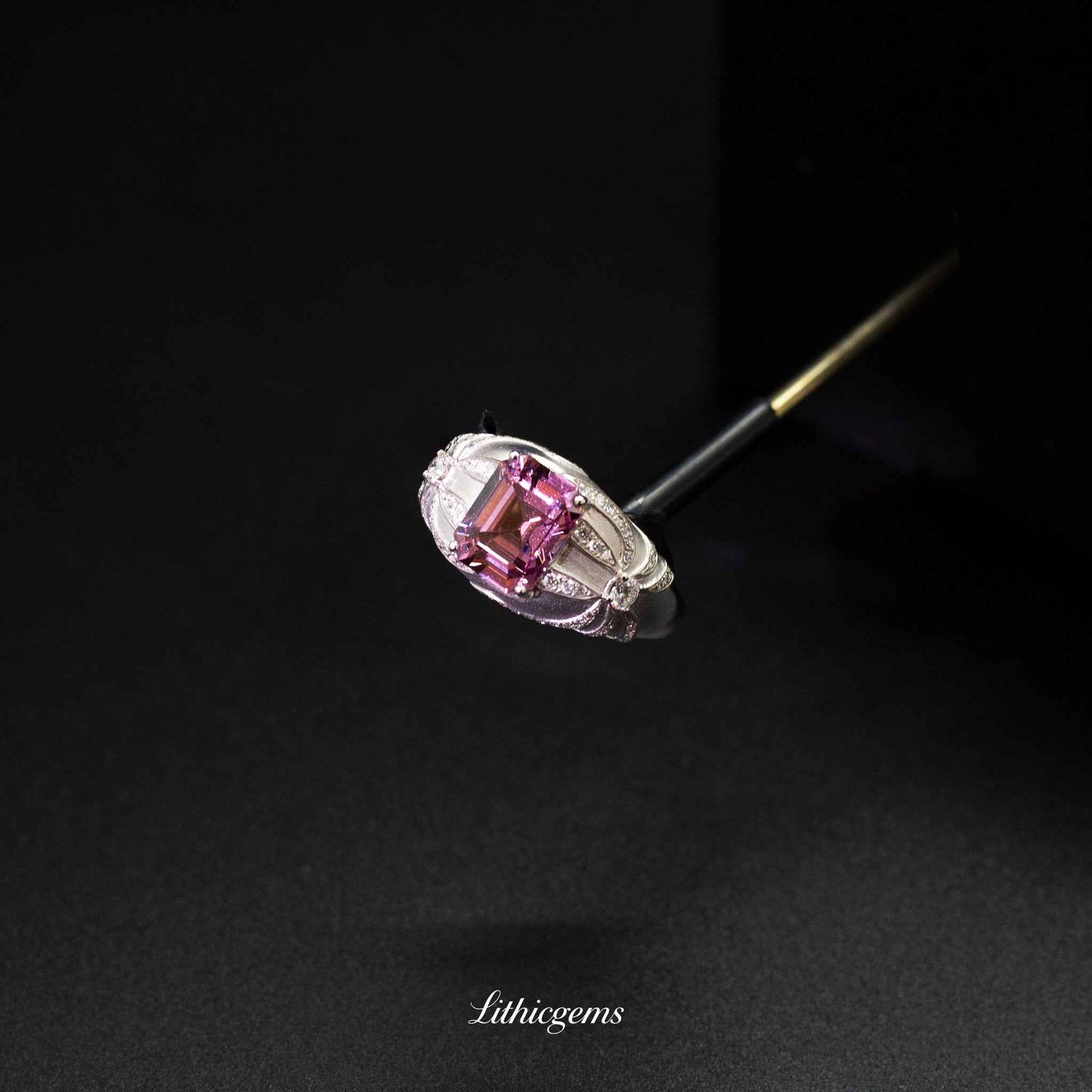 Custom 18K Gold Spinel Bow Diamond Ring | AIGS/GUILD Certified | Handmade Elegance - Lithicgems