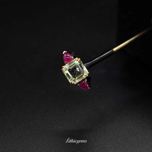 Custom 18K Gold Sugar Cube Cut Gemstone Ring | AIGS/GUILD Certified | Modern Minimalist Jewelry - Lithicgems