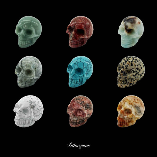 Pocket Philosopher Skull Palm Stone - 3cm Unique Gemstone for Meditation and Decor - Lithicgems