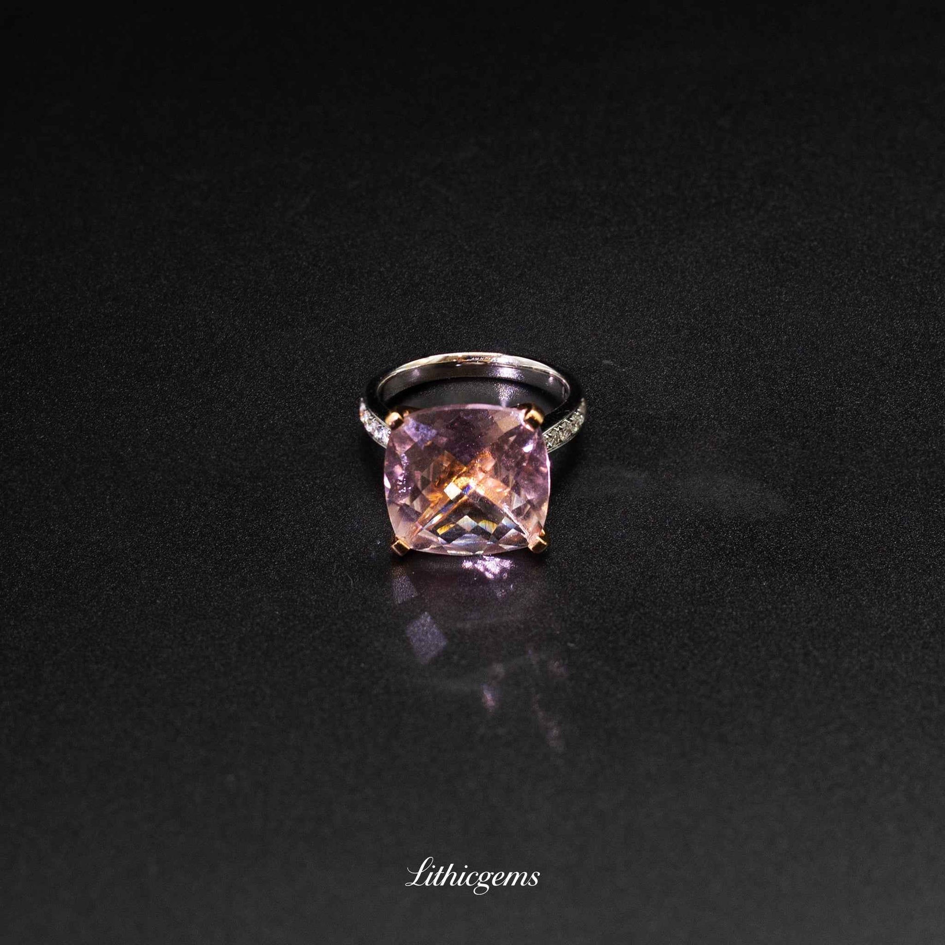 Custom 18K Gold Cushion Cut Morganite Ring | AIGS/GUILD Certified | Handmade Luxury Jewelry