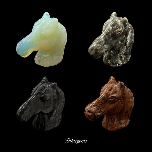 Crystal Horse Head Sculpture (5cm) - Handcarved Gemstone Bust for Leadership, Wisdom & Unbridled Focus