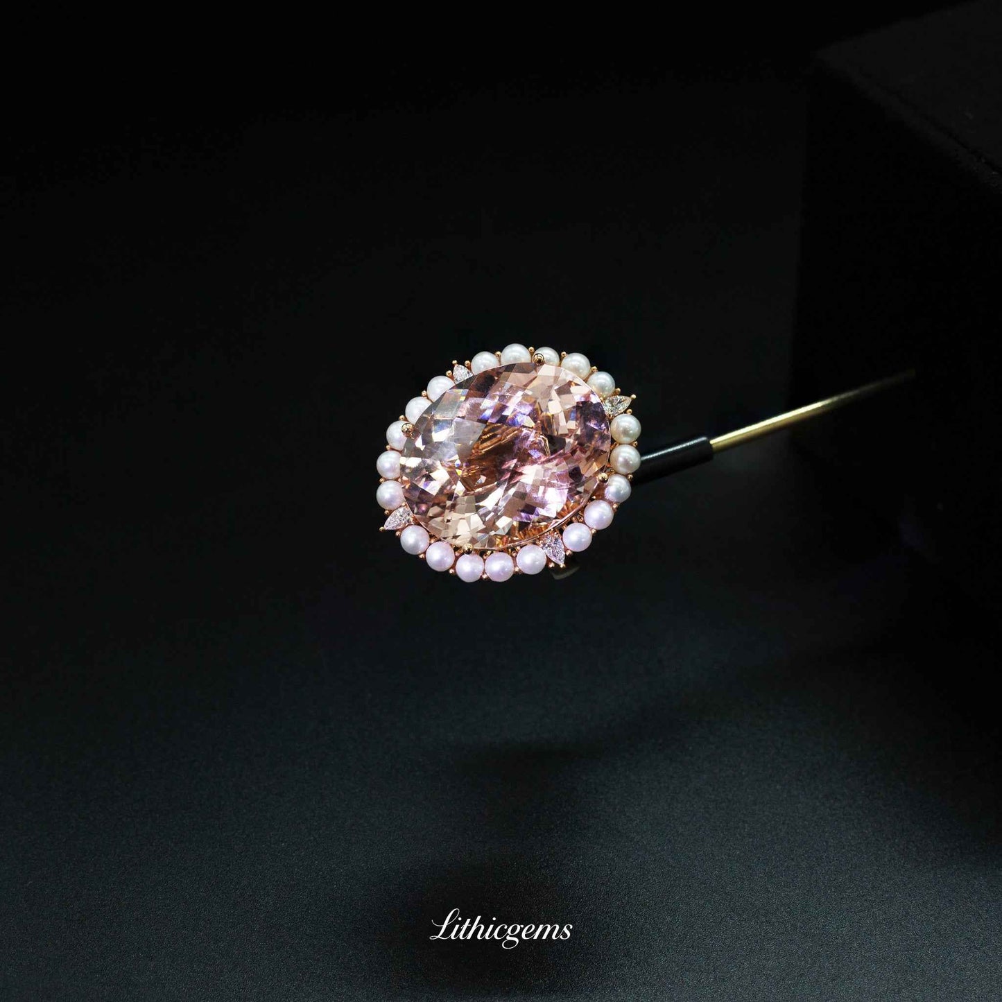 Custom 18K Gold Pink Morganite Pearl Ring | AIGS/GUILD Certified | Feminine Elegance