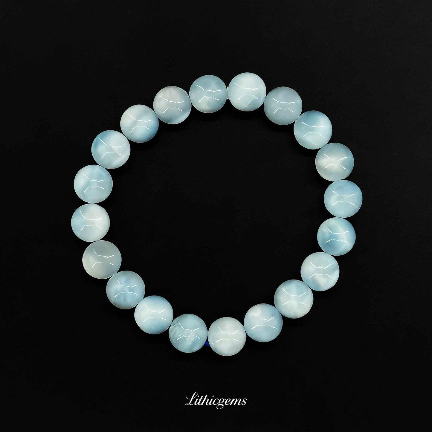 Custom Larimar Bracelet - Caribbean Blue Stone for Calm Communication & Emotional Healing