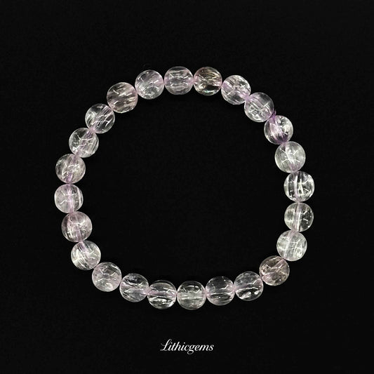 Custom Kunzite Bracelet - Handmade Lithium Quartz for Emotional Healing & Love
