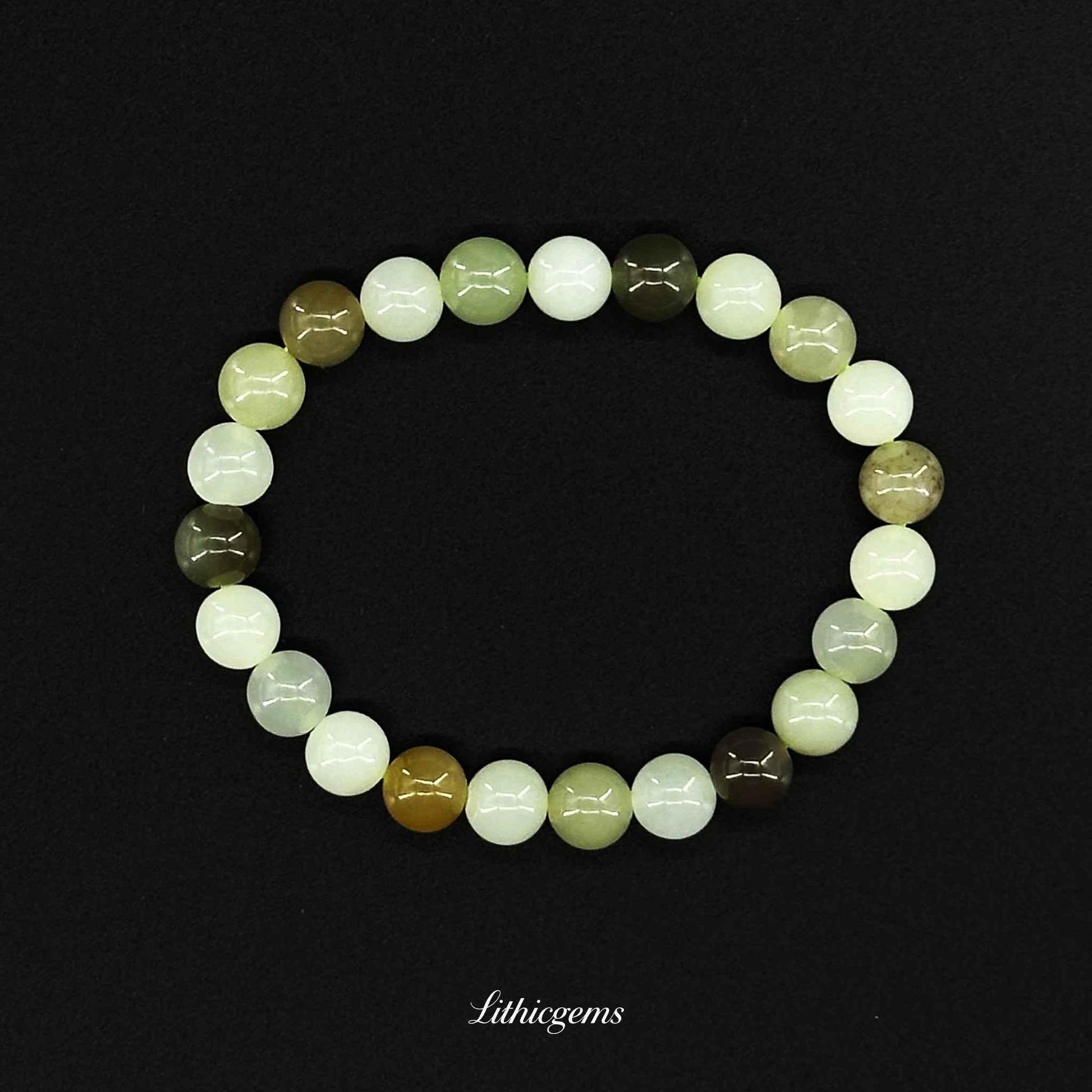 Authentic Hetian Jade Bracelet - Stone of Serenity, Wisdom & Graceful Energy - Lithicgems