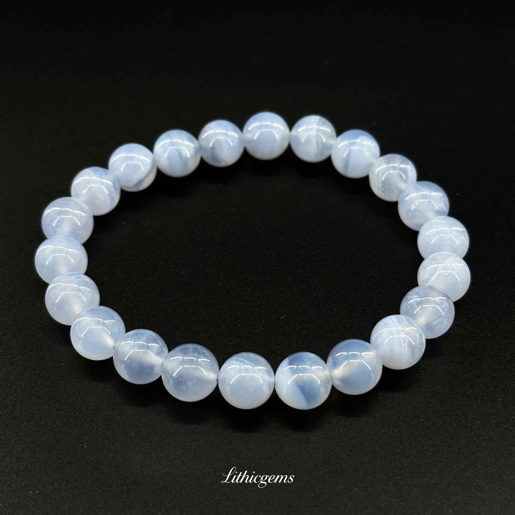 Blue Lace Agate Bracelet - Soothing Stone for Calm Communication & Inner Peace - Lithicgems