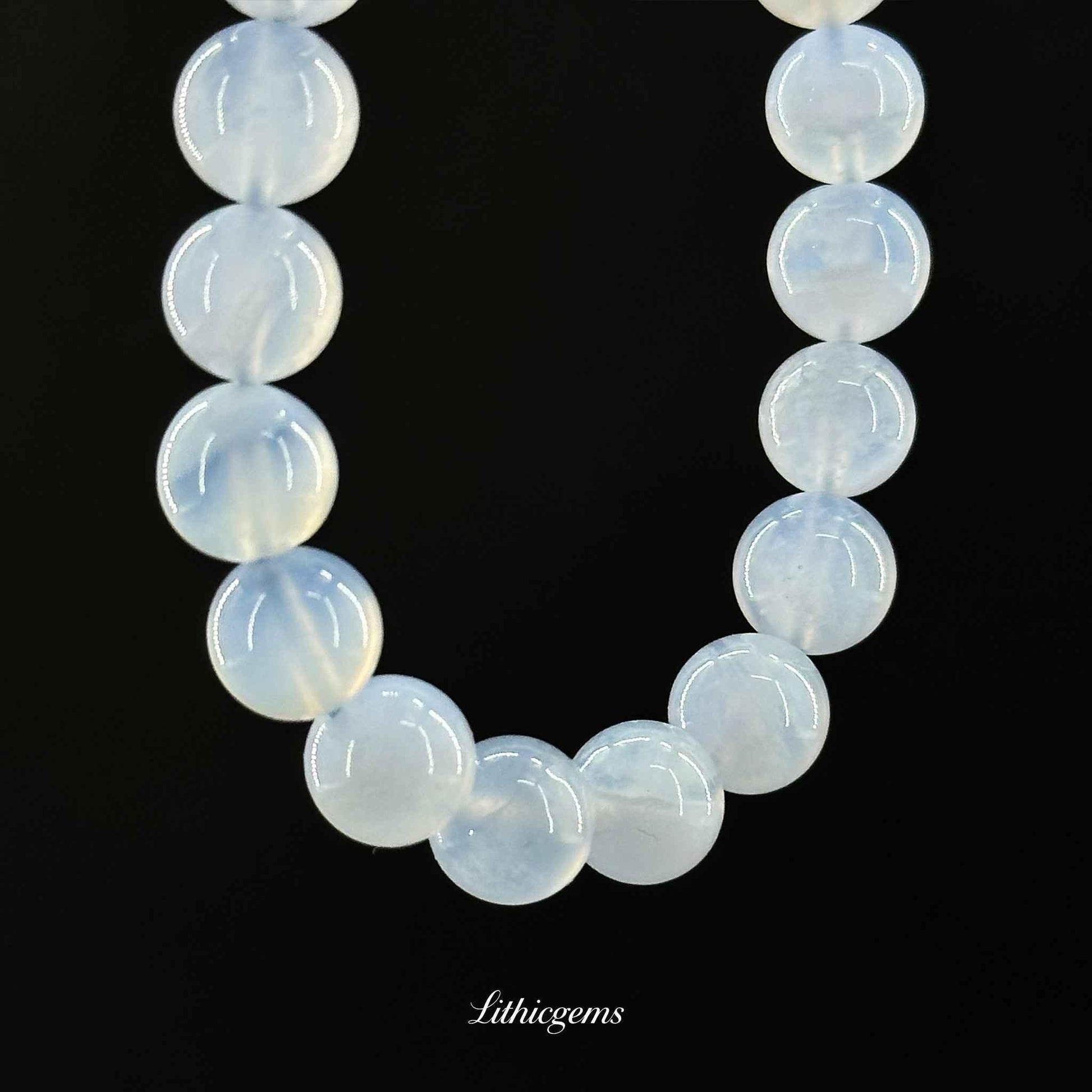 Blue Lace Agate Bracelet - Soothing Stone for Calm Communication & Inner Peace - Lithicgems