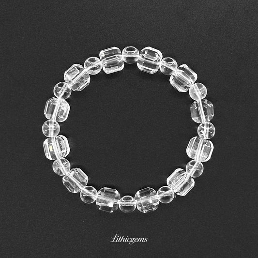 Clear Quartz | Hand-Cut Angled Faceting Technique - Lithicgems