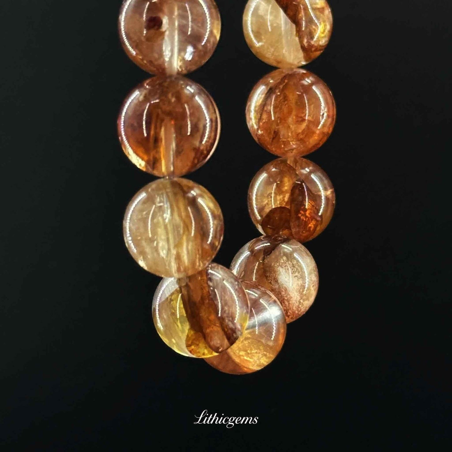 Crimson Phantom Quartz Bracelet - Natural Flower Blooms for Creative Energy & Passion - Lithicgems