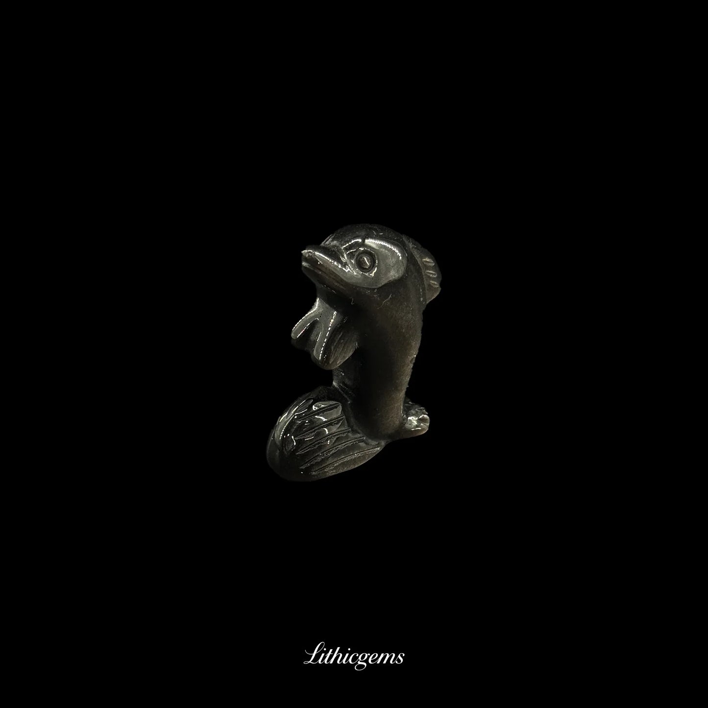 Crystal Dolphin Figurine (5cm) - Handcarved Gemstone Guardian of Joy, Intuition & Oceanic Energy - Lithicgems