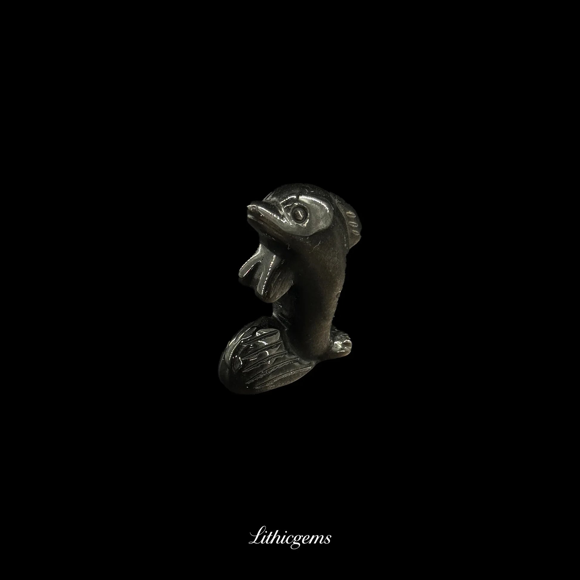 Crystal Dolphin Figurine (5cm) - Handcarved Gemstone Guardian of Joy, Intuition & Oceanic Energy - Lithicgems