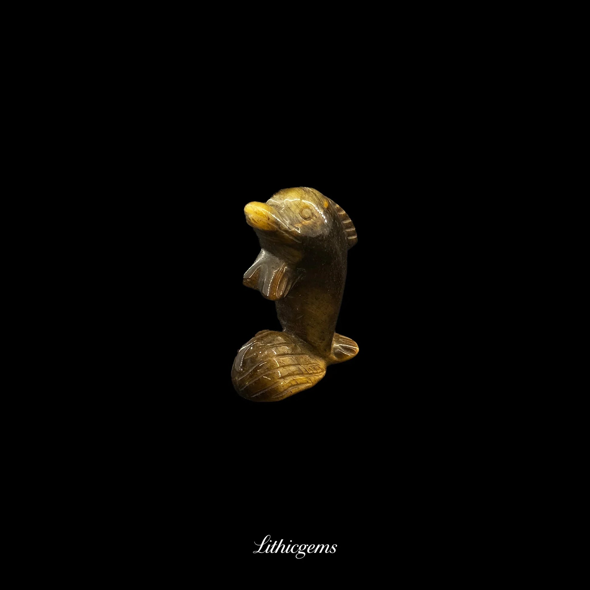Crystal Dolphin Figurine (5cm) - Handcarved Gemstone Guardian of Joy, Intuition & Oceanic Energy - Lithicgems