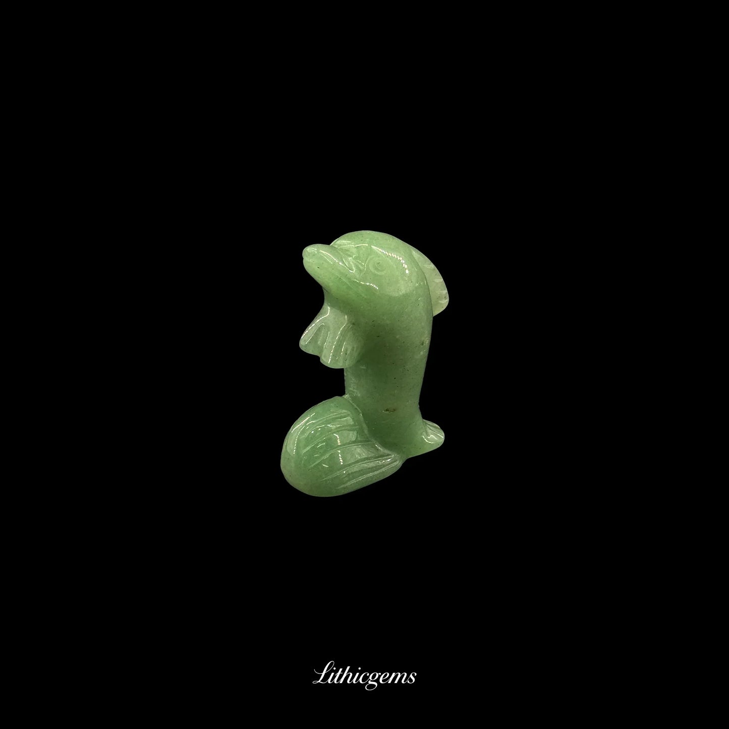 Crystal Dolphin Figurine (5cm) - Handcarved Gemstone Guardian of Joy, Intuition & Oceanic Energy - Lithicgems