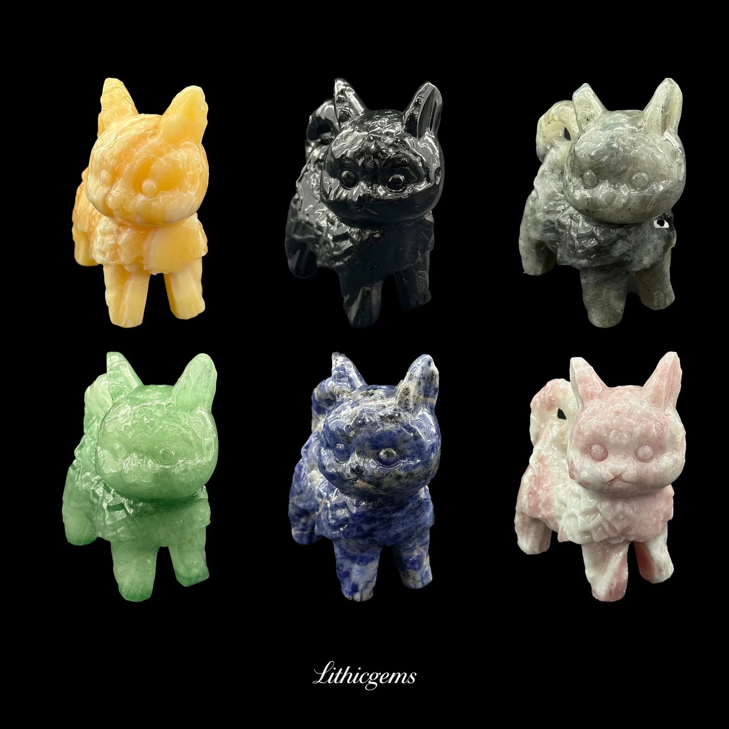 Crystal Sentinel Cat Figurine (6cm) - Guardian of Grace, Balance & Poised Energy - Lithicgems