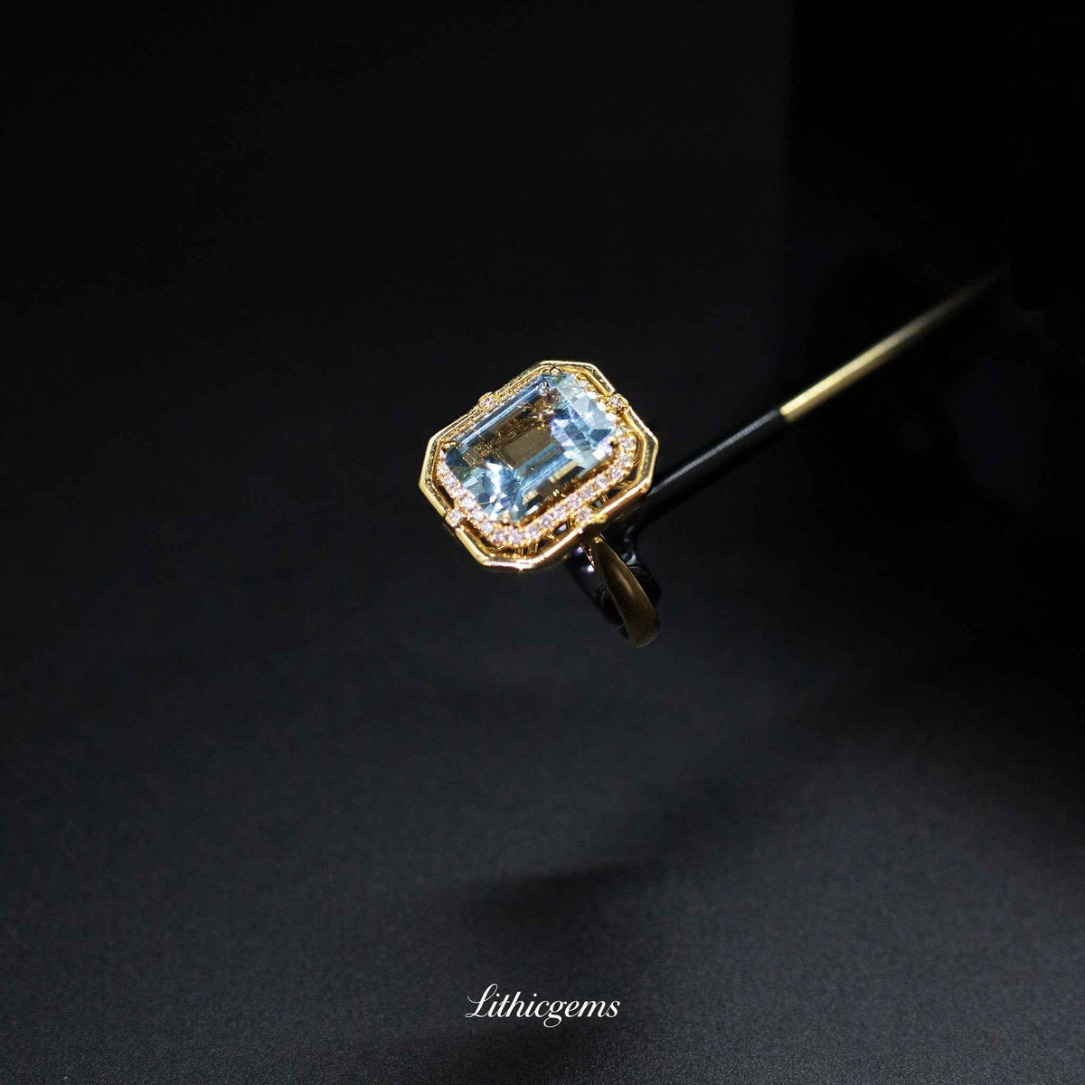 Custom 18K Gold 2-in-1 Convertible Aquamarine & Diamond Ring | AIGS/GUILD Certified US Size 7# GUILD