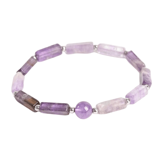 Custom Amethyst Square Bead Bracelet | Natural Crystal Fashion Stretch Bracelet | Lithicgems - Lithicgems