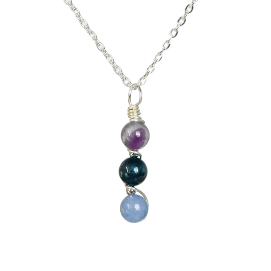 Custom Aquarius Zodiac Pendant 8mm | Natural Crystal Constellation Necklace 49cm | Lithicgems - Lithicgems