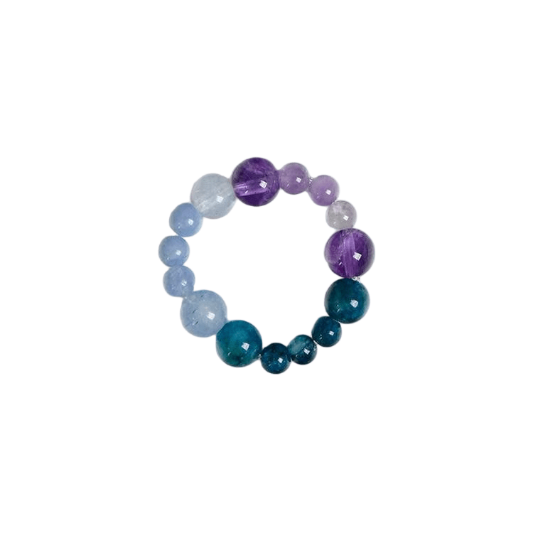 Custom Aquarius Zodiac Ring 4-6mm | Natural Crystal Constellation Stretch Ring | Lithicgems - Lithicgems