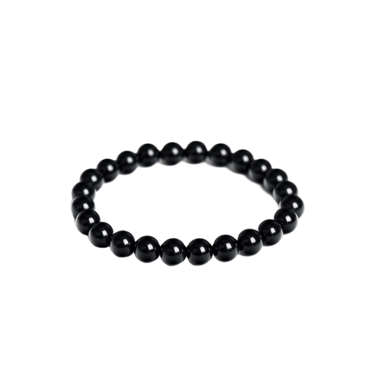 Custom Black Obsidian Bracelet 8mm | Natural Volcanic Glass for Protection & Grounding | Lithicgems - Lithicgems