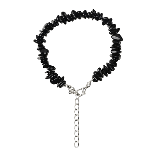 Custom Black Obsidian Chip Bracelet 5-8mm | Natural Volcanic Glass Irregular Chip Stretch Bracelet | Lithicgems - Lithicgems