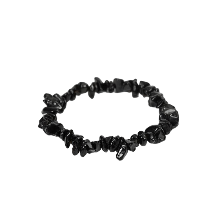 Custom Black Obsidian Chip Bracelet 7-8mm | Natural Volcanic Glass Irregular Chip Stretch Bracelet | Lithicgems - Lithicgems