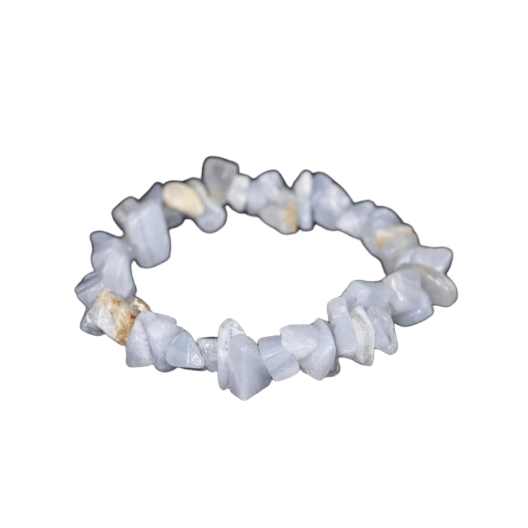 Custom Blue Agate Chip Bracelet 7-8mm | Natural Banded Chalcedony Irregular Chip Stretch Bracelet | Lithicgems - Lithicgems