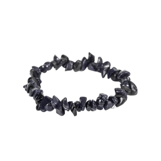 Custom Blue Sandstone Chip Bracelet 7-8mm | Sparkling Natural Stone Irregular Chip Stretch Bracelet | Lithicgems - Lithicgems