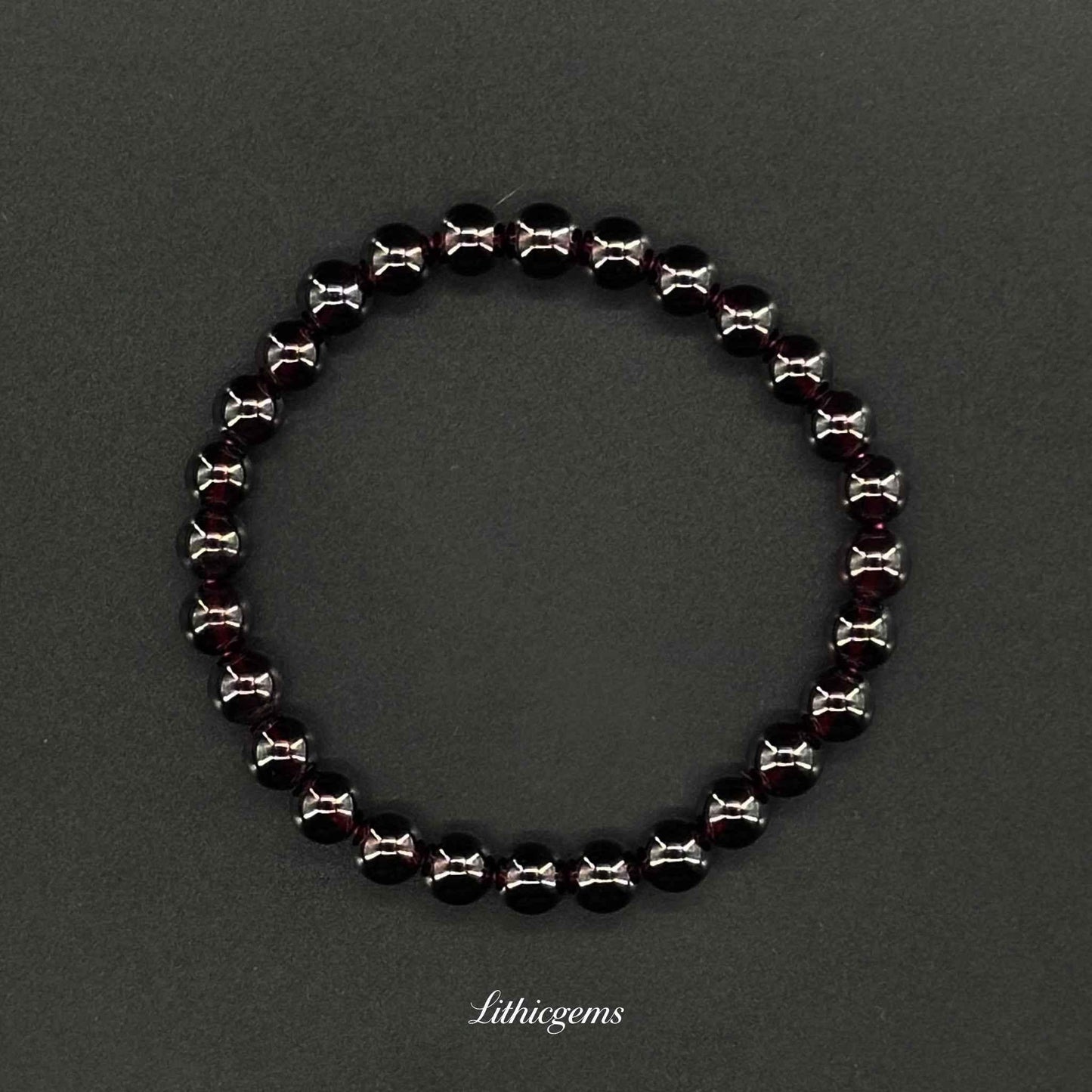 Custom Burgundy Garnet Bracelet - Premium Healing Crystal for Vitality & Protection - Lithicgems