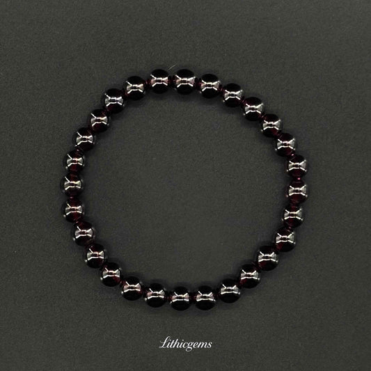 Custom Burgundy Garnet Bracelet - Premium Healing Crystal for Vitality & Protection - Lithicgems