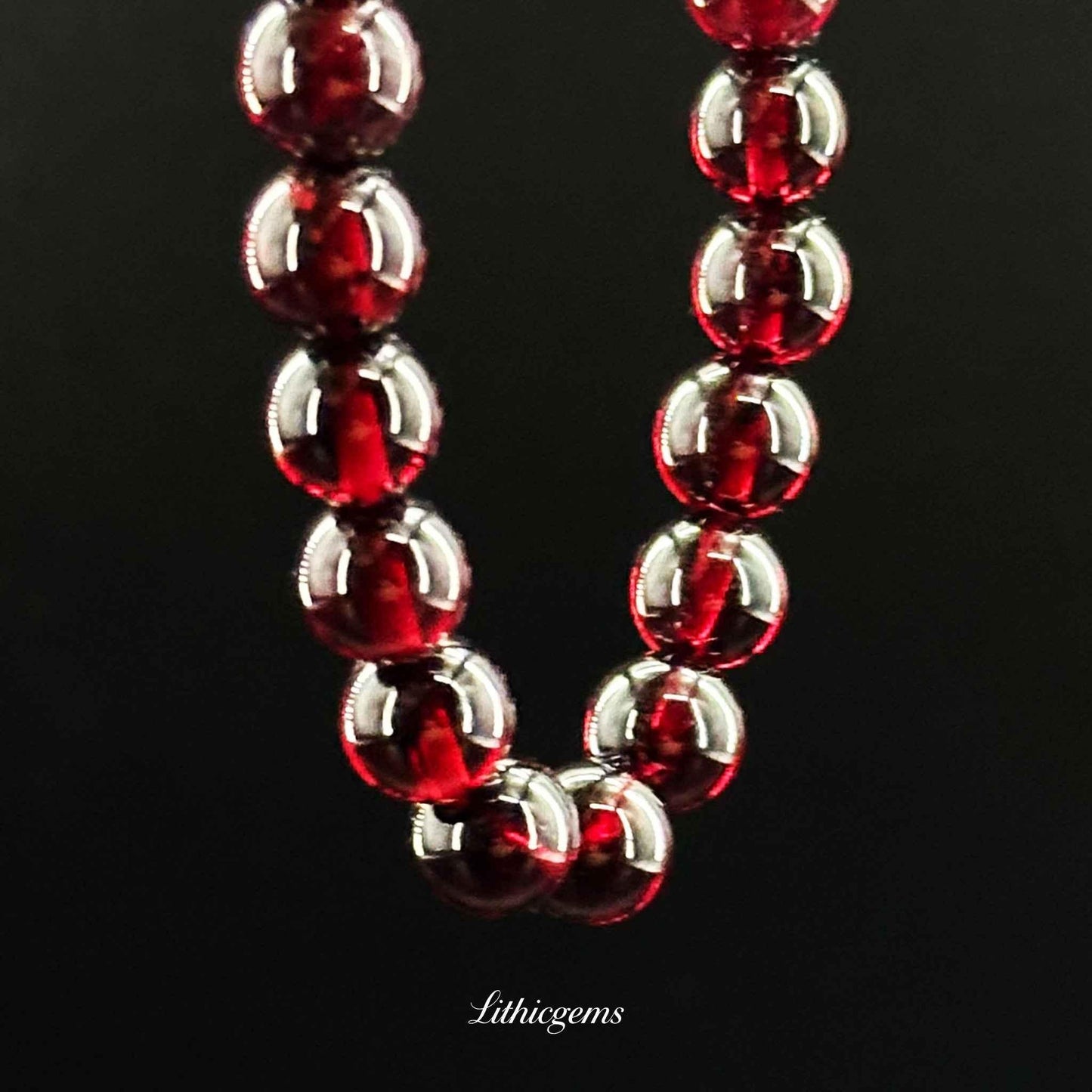 Custom Burgundy Garnet Bracelet - Premium Healing Crystal for Vitality & Protection - Lithicgems