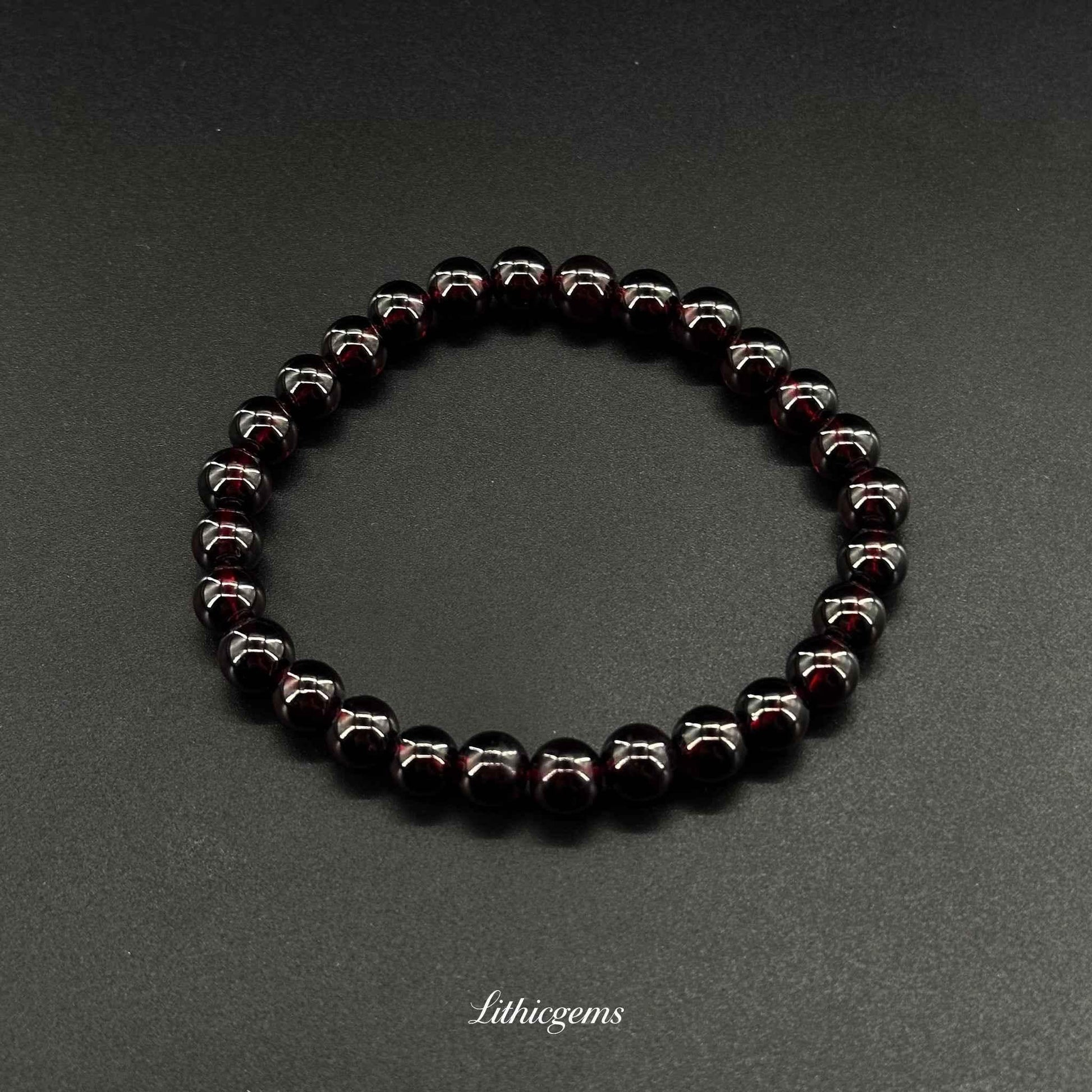 Custom Burgundy Garnet Bracelet - Premium Healing Crystal for Vitality & Protection - Lithicgems