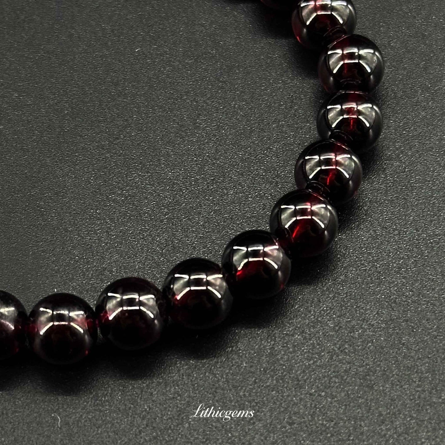 Custom Burgundy Garnet Bracelet - Premium Healing Crystal for Vitality & Protection - Lithicgems