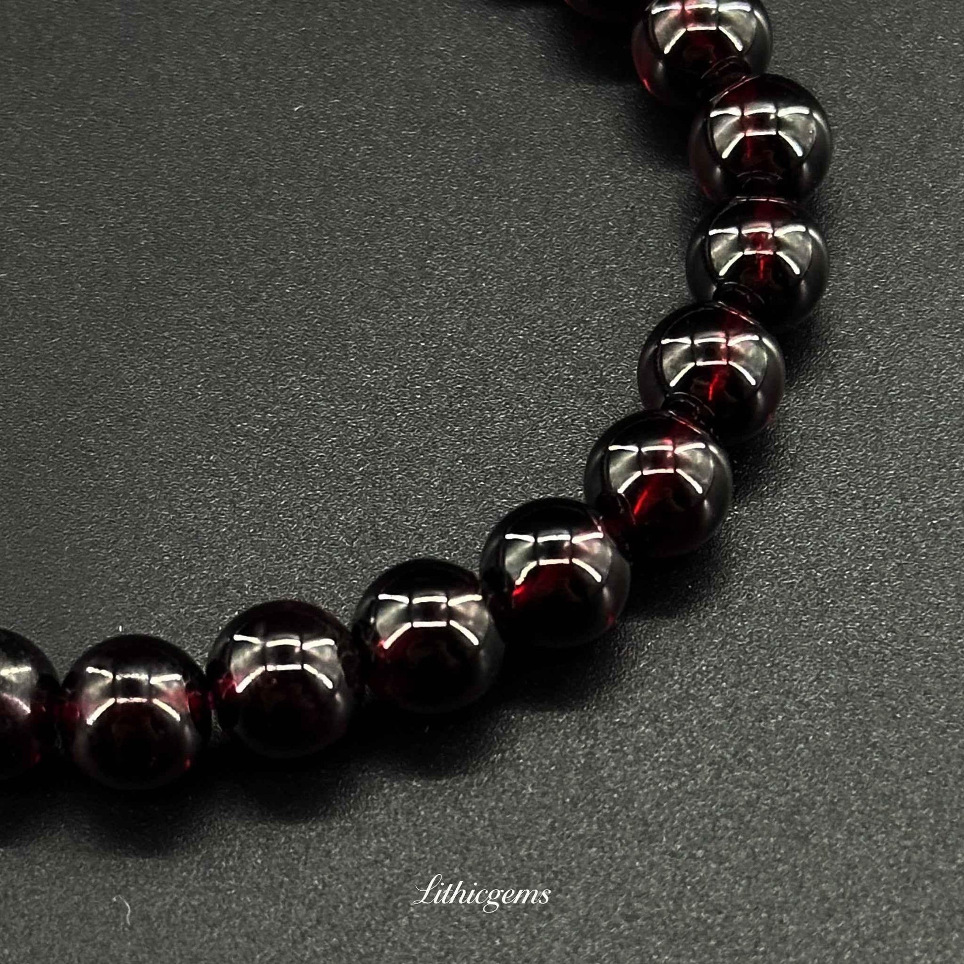 Custom Burgundy Garnet Bracelet - Premium Healing Crystal for Vitality & Protection - Lithicgems