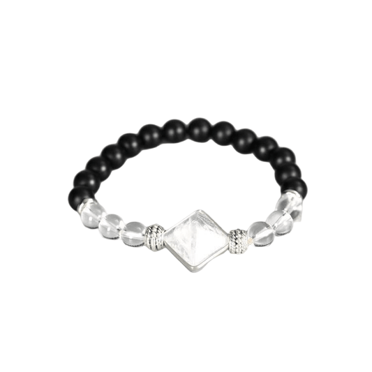 Custom Clear Quartz Pyramid Pendant | Natural Crystal Healing Gemstone Stretch Bracelet | Lithicgems - Lithicgems