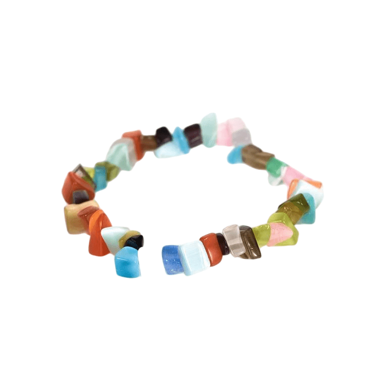 Custom Colorful Goldstone Chip Bracelet 7-8mm | Natural Stone Mixed Irregular Chip Stretch Bracelet | Lithicgems - Lithicgems