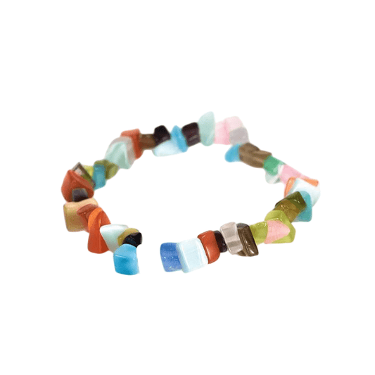 Custom Colorful Goldstone Chip Bracelet 7-8mm | Natural Stone Mixed Irregular Chip Stretch Bracelet | Lithicgems - Lithicgems