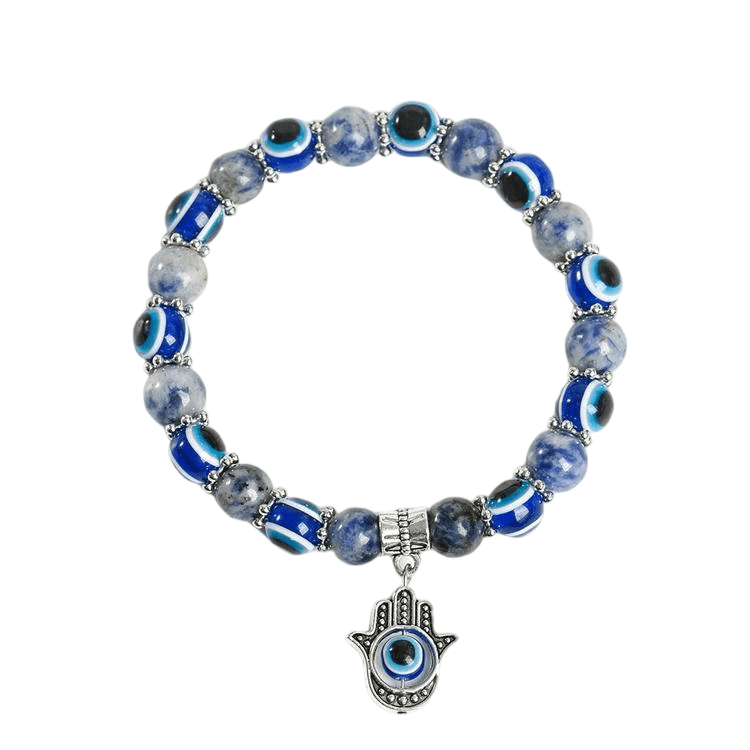 Custom Evil Eye Sodalite Bracelet 8mm | Natural Stone Vintage Stretch Bracelet | Lithicgems - Lithicgems