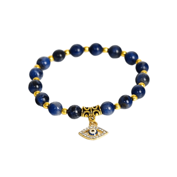 Custom Evil Eye Sodalite Bracelet | Natural Stone Vintage Stretch Bracelet | Lithicgems - Lithicgems