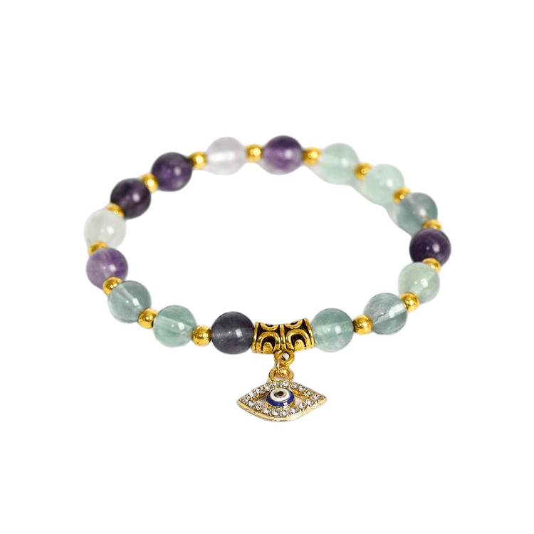 Custom Evil Eye Yellow Jasper Bracelet | Natural Stone Vintage Stretch Bracelet | Lithicgems - Lithicgems