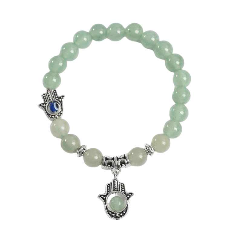 Custom Eye of Horus Green Aventurine Bracelet 8mm | Natural Stone Vintage Stretch Bracelet | Lithicgems - Lithicgems