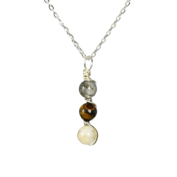 Custom Gemini Zodiac Pendant 8mm | Natural Crystal Constellation Necklace 49cm | Lithicgems - Lithicgems