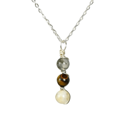 Custom Gemini Zodiac Pendant 8mm | Natural Crystal Constellation Necklace 49cm | Lithicgems - Lithicgems